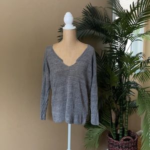 Eileen Fisher S gray tonal linen sweater